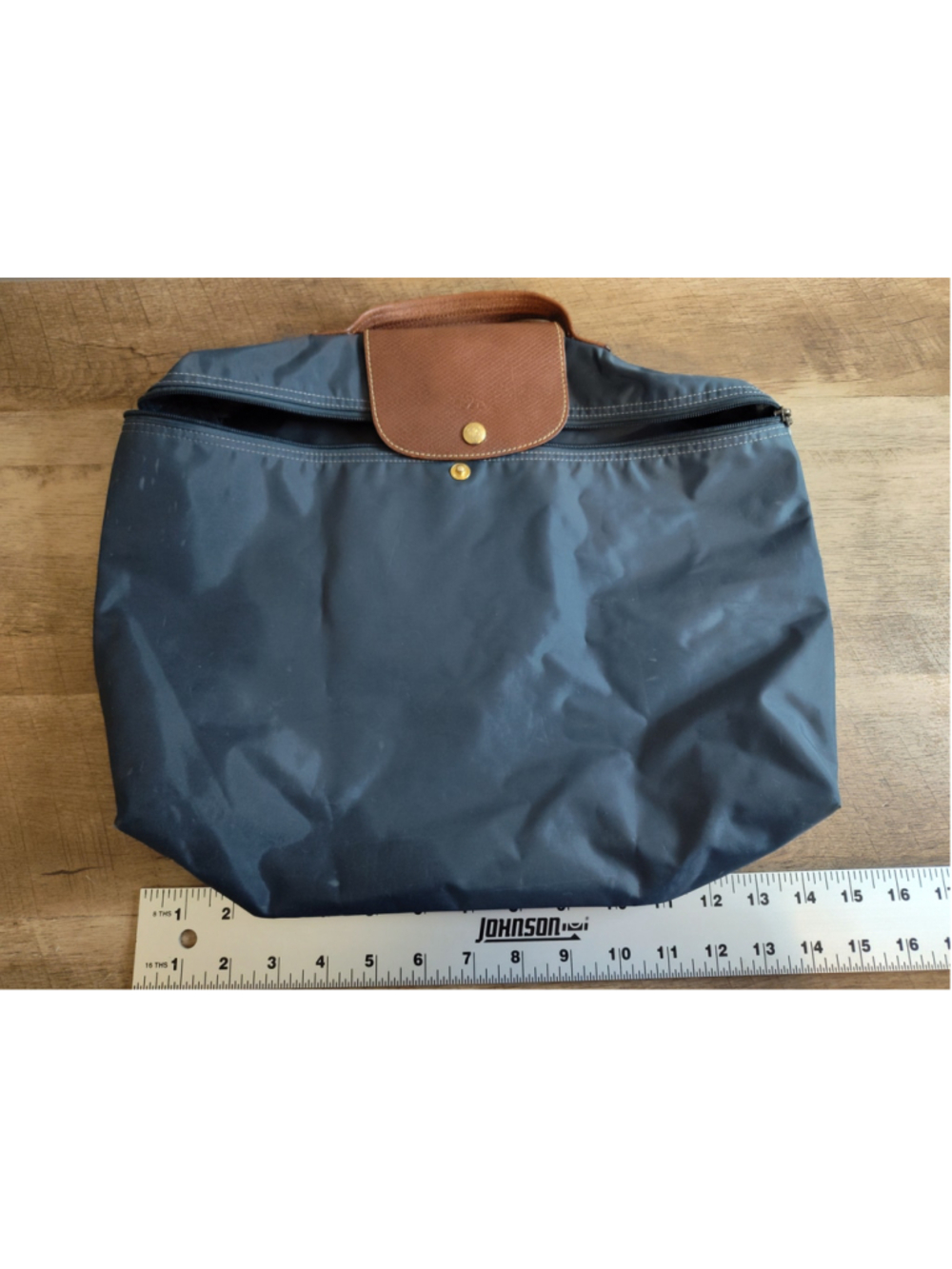 Women's Longchamp Le Pliage Tote Bag One Size Navy and Brown - Picture 10 of 11
